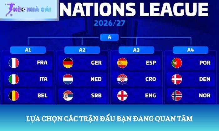 Lựa chọn các trận đấu bạn đang quan tâm